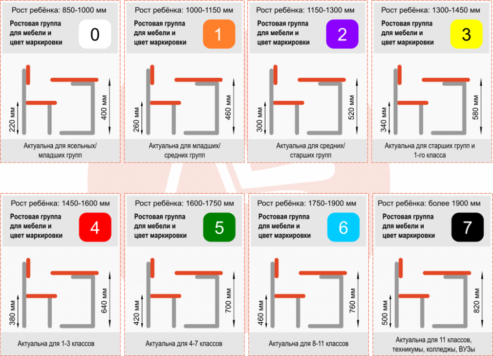 Маркировка школьных парт и стульев по санпин фото EcoDM.ru